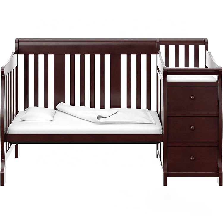 4 in 1 Wooden Baby Cot With Storage DrawersWooden Baby CribCustomize